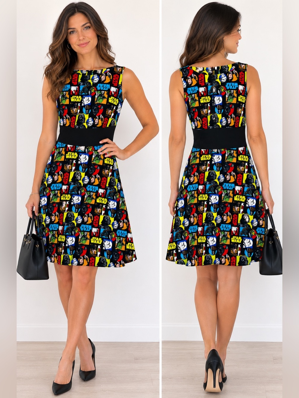 Handmade Vintage Style Star Wars Comic Graphic Fit & Flare A-Line Dress Pockets